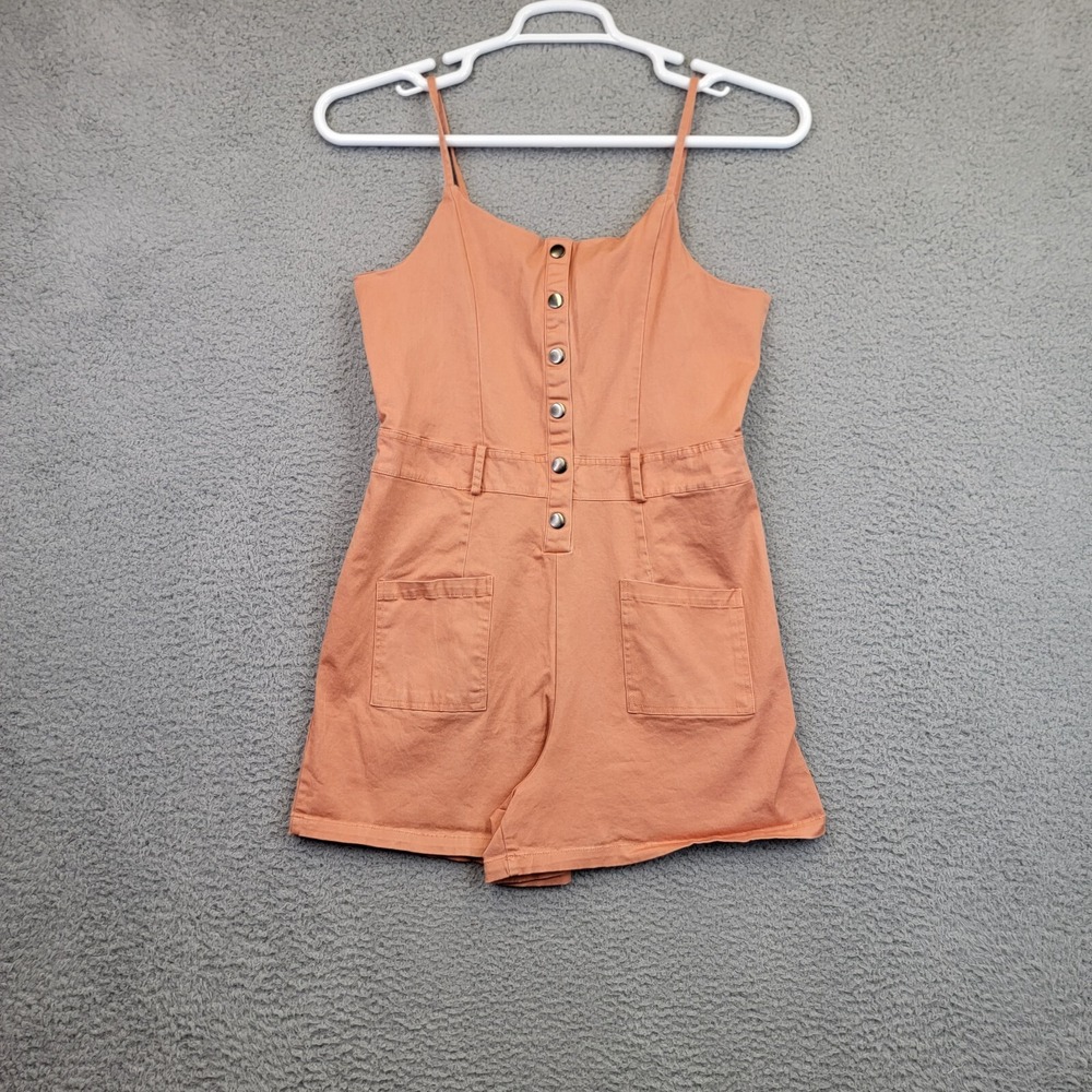 Justify Overalls Juniors Large Orange One Piece Outfit‎ Shorts Spaghetti Straps